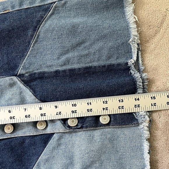 American Eagle Hi Rise Festival Mini Patchwork Denim Skirt Retro Size 4 Hippie - Picture 13 of 13
